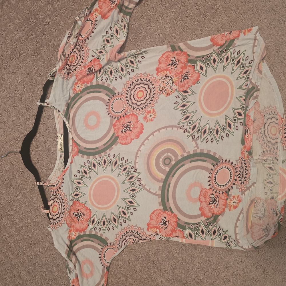 Pink Short Sleeve Graphic Relaxed Blouse